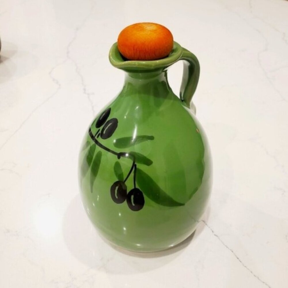 Vintage Galantino Italy Hand Painted Pottery Oil Jar